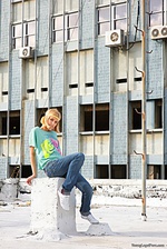 Exciting blonde posing outdoors Exciting blonde posing outdoors