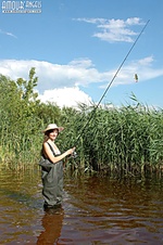 Girl fishing naked