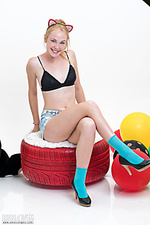 Blonde beauty in outfit