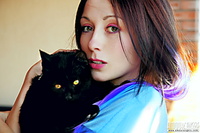 Cute cat lover brunette Cute cat lover brunette