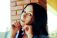 Cute cat lover brunette