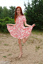 Ginger model in the woods