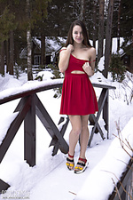 Nude teen on the snow