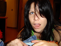 Amazing gal sucking my tasty cock and stripping her body Amazing gal sucking my tasty cock and stripping her body