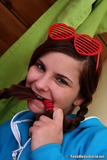 Funny teen exposes her teen pussy and masturbates