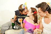 Boozed teeny triple-teamed at her birthday party 