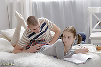 Skinny babe riding dick