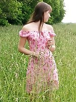 A red shawl and green beautiful nature make virgin teens appearance so amazingâ��