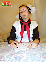 Tasty teen girl enjoying a hot fuck action with two lovers fucking her with their strong dicks