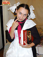 Tasty teen girl enjoying a hot fuck action with two lovers fucking her with their strong dicks