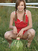 Cute teen girl feels on cloud seven while showing off her nice teen tits and pussy.