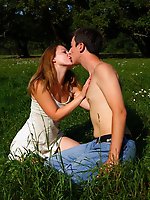 The warm sun and soft grass, combine to make this the perfect spot for an outdoor escapade. Soon, this teen cutie has a cock pushing deep inside of he