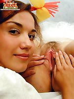 Sexy russian teen drinking champagne and fucking with her older friend using an empty bottle