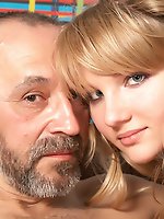 Incredibly hot teen prostitute satisfies an older man by licking his penis and huge yummy balls