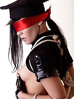Sexy tied police girl getting naked