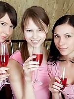 Hot and sexy teen girls enjoy stripping and showing off their naked bodies and pink pussies. Three teen pussies