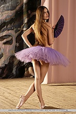 Jasmine a gives a sample of her graceful moves as a ballerina, stretching and bending her flexible body while showcasing her intimate details.