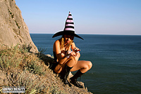 Cute chick on a cliff Cute chick on a cliff