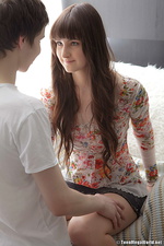 Great teen with long dark hair fucked hard