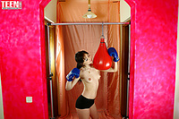 Excited female-boxer